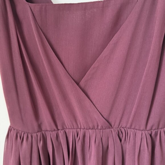 ASOS Plum Burgundy Chiffon Wrap-Front Midi Dress w/ Waist Tie (US 4) - Picture 3 of 6